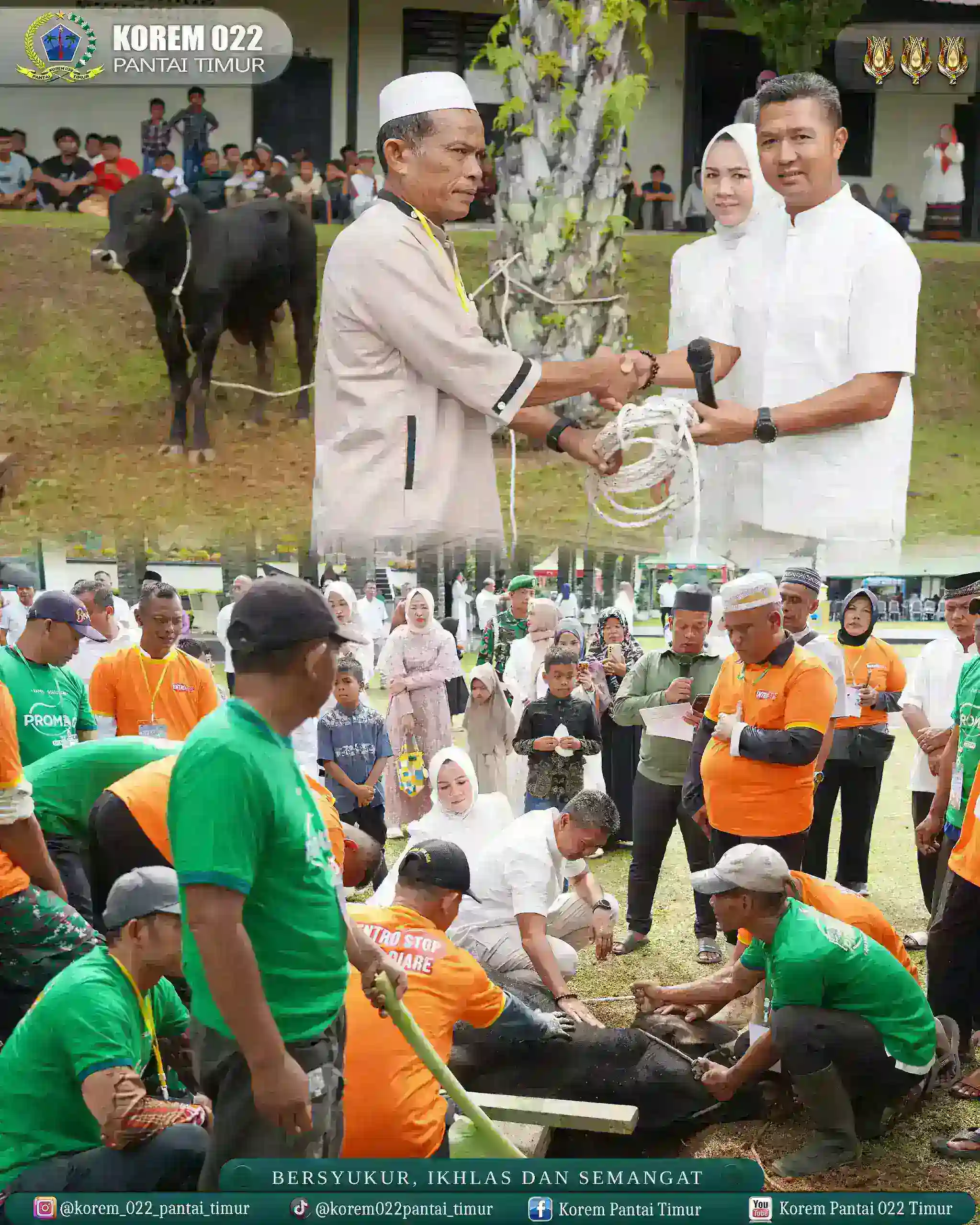Danrem 022/PT Hadiri Sholat Idul Adha Dan Serahkan Hewan Kurban Di Makorem.