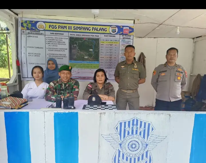Sinergi Aparat di Pos PAM Simpang Palang, Jaga Kelancaran Dan Keamanan Jalur Lintas Parapat.