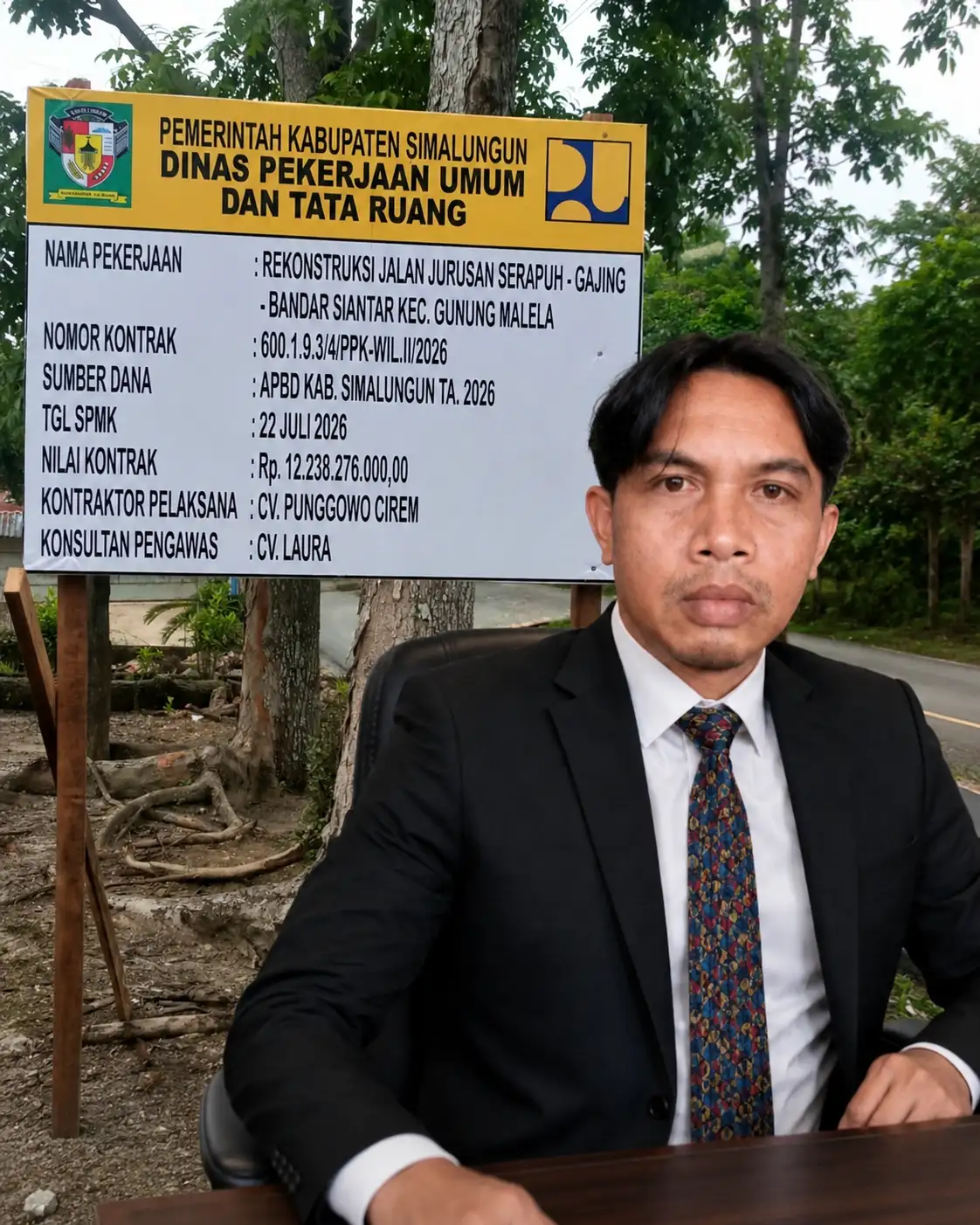 DPD Sumut Lembaga Geram Banten Indonesia Soroti Proyek Rekonstruksi Jalan Serapuh–Pematang Gajing–Bandar Siantar Rp12,23 Miliar, Papan Proyek Sempat Dipersoalkan.