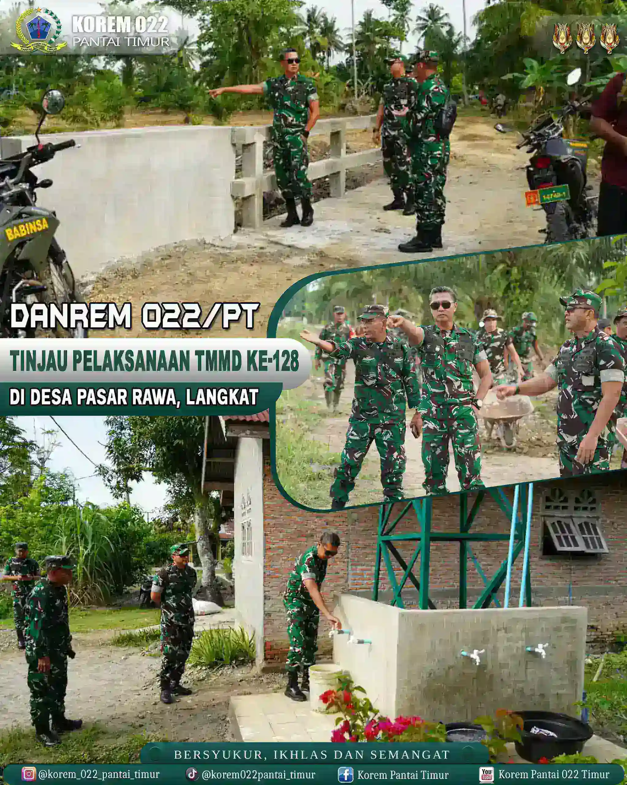 Danrem 022/PT Tinjau Pelaksanaan TMMD Ke-128 Di Desa Pasar Rawa, Wujud Nyata Kemanunggalan TNI Dan Rakyat.